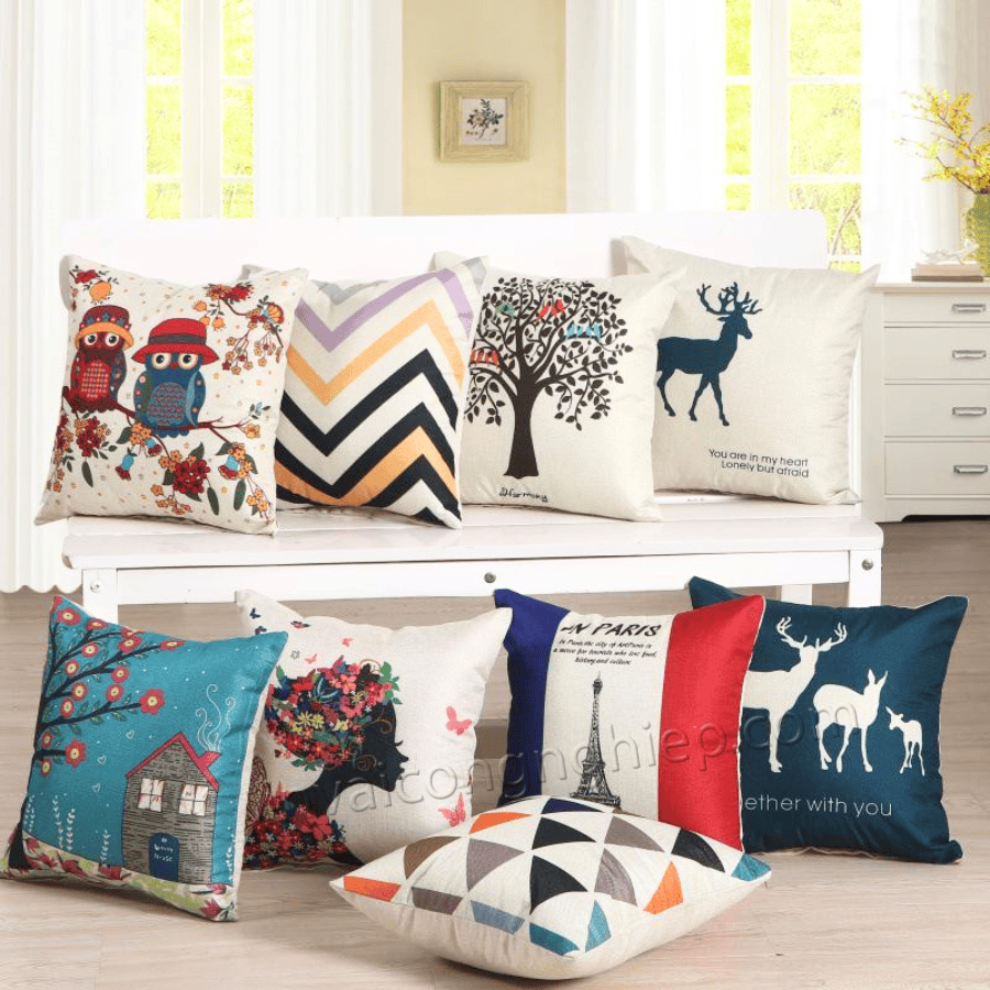 in gối tựa lưng hình thú